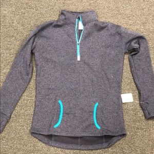 J.America Heathered navy fleece 1/4 zip. Size med